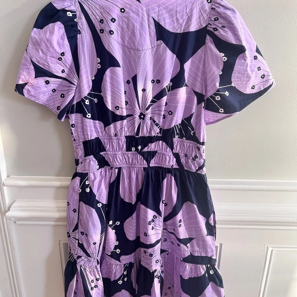 ✨ Anthropologie Purple Floral Print Dress | Elastic Waist ✨ - Picture 3 of 8